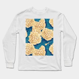 Hydrangea watercolor pattern, yellow and blue Long Sleeve T-Shirt